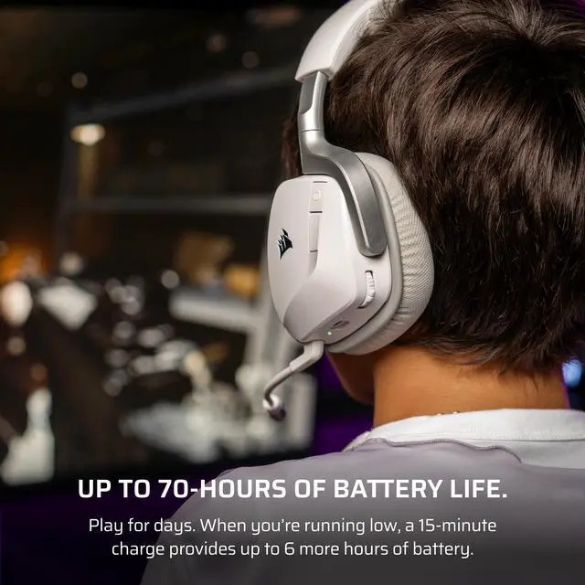 Alt view image 9 of 13 - Corsair VOID WIRELESS v2 Gaming Headset Works with PC, PS5 and Nintendo Switch- White (CA-9011380-WW)
