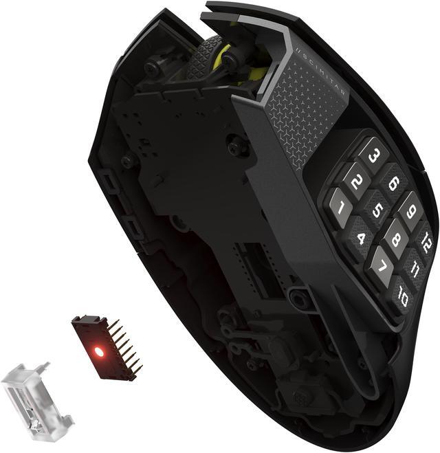 Alt view image 9 of 10 - Corsair Scimitar Elite Wireless SE MMO Gaming Mouse – 33000 DPI, 16 Programmable Buttons, Adjustable Key Slider, Elgato Stream Deck Integration, 1000Hz Polling, Up to 150hrs Battery – Gunmetal