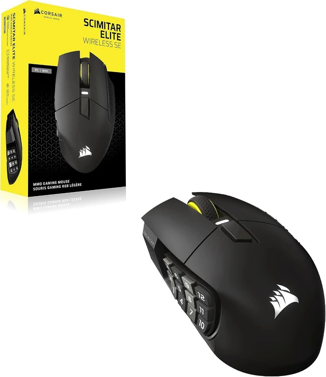 Alt view image 9 of 13 - Corsair Scimitar Elite Wireless SE MMO Gaming Mouse – 33000 DPI, 16 Programmable Buttons, Adjustable Key Slider, Elgato Stream Deck Integration, 1000Hz Polling, Up to 150hrs Battery – Gunmetal