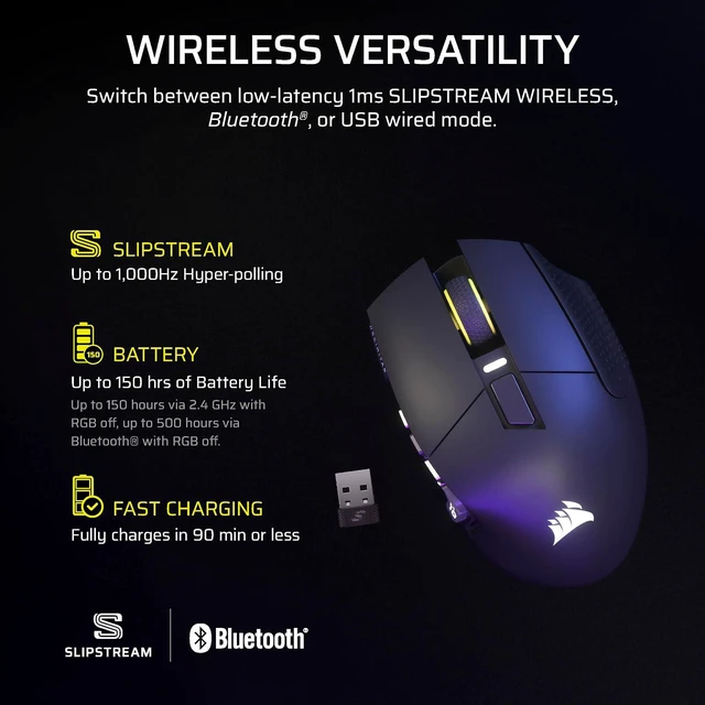 Alt view image 7 of 13 - Corsair Scimitar Elite Wireless SE MMO Gaming Mouse – 33000 DPI, 16 Programmable Buttons, Adjustable Key Slider, Elgato Stream Deck Integration, 1000Hz Polling, Up to 150hrs Battery – Gunmetal