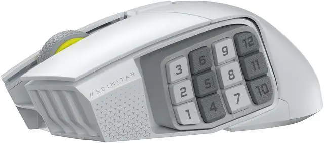 Alt view image 7 of 13 - Corsair Scimitar Elite Wireless SE MMO Gaming Mouse – 33000 DPI, 16 Programmable Buttons, Adjustable Key Slider, Elgato Stream Deck Integration, 1000Hz Polling, Up to 150hrs Battery – White