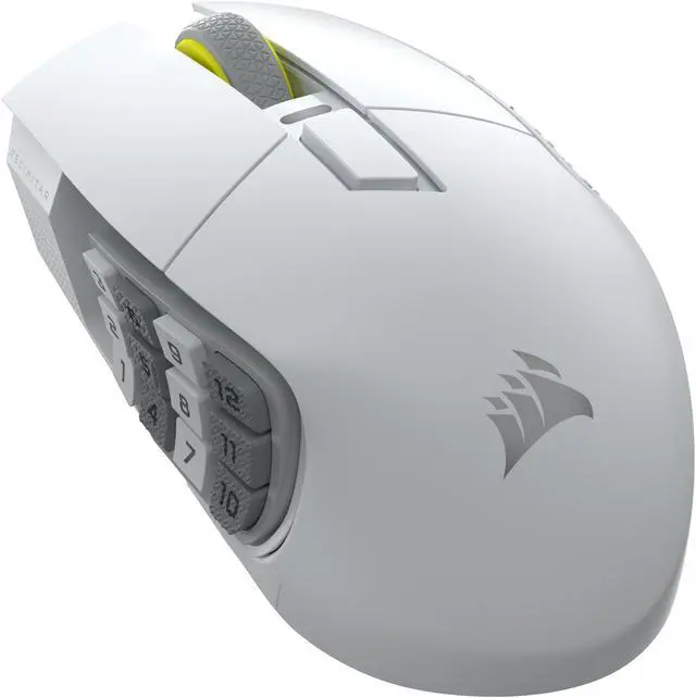 Alt view image 3 of 13 - Corsair Scimitar Elite Wireless SE MMO Gaming Mouse – 33000 DPI, 16 Programmable Buttons, Adjustable Key Slider, Elgato Stream Deck Integration, 1000Hz Polling, Up to 150hrs Battery – White
