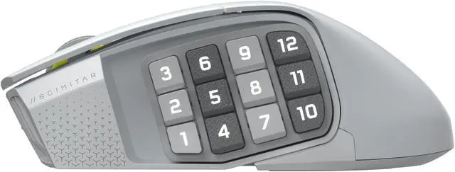 Alt view image 4 of 13 - Corsair Scimitar Elite Wireless SE MMO Gaming Mouse – 33000 DPI, 16 Programmable Buttons, Adjustable Key Slider, Elgato Stream Deck Integration, 1000Hz Polling, Up to 150hrs Battery – White