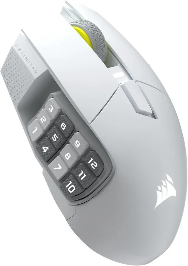 Alt view image 5 of 13 - Corsair Scimitar Elite Wireless SE MMO Gaming Mouse – 33000 DPI, 16 Programmable Buttons, Adjustable Key Slider, Elgato Stream Deck Integration, 1000Hz Polling, Up to 150hrs Battery – White