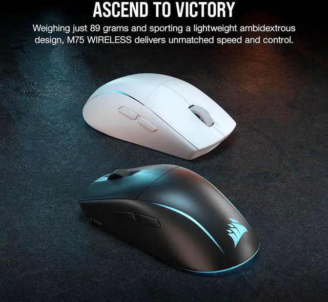 Alt view image 2 of 9 - Corsair M75 Wireless RGB Lightweight FPS Gaming Mouse – 26,000 DPI, Swappable Side Buttons, iCUE Compatible, PC – Black