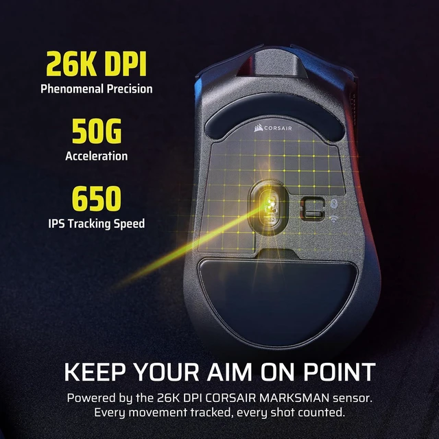 Alt view image 4 of 8 - CORSAIR HARPOON v2 WIRELESS Gaming Mouse, Black, Backlit RGB LED, 26000 DPI, Optical (CH-9311110-WW)