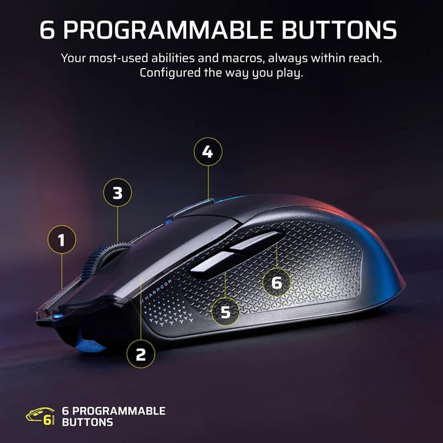 Alt view image 5 of 8 - CORSAIR HARPOON v2 WIRELESS Gaming Mouse, Black, Backlit RGB LED, 26000 DPI, Optical (CH-9311110-WW)