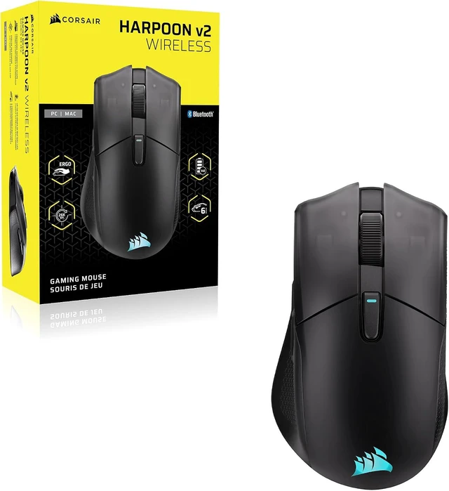 Alt view image 8 of 8 - CORSAIR HARPOON v2 WIRELESS Gaming Mouse, Black, Backlit RGB LED, 26000 DPI, Optical (CH-9311110-WW)