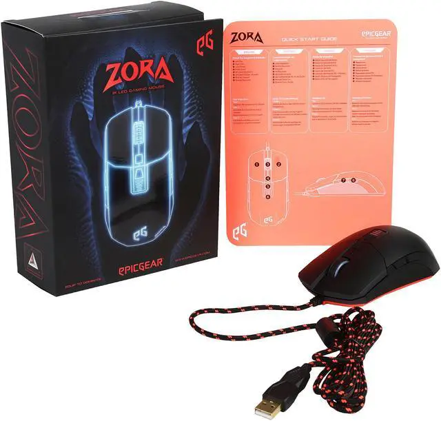 Alt view image 5 of 5 - EpicGear ZORA EGMZO1-OBOW-AMSG Black 7 Buttons 1 x Wheel USB Wired IR LED optical sensor Gaming Mouse