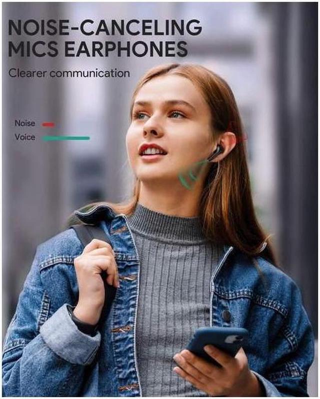 Alt view image 7 of 7 - AUKEY True Wireless Earbuds with 10mm Drivers, Hi-Fi Stereo Sound, Charging Case, Bluetooth, Touch Control, Waterproof IPX6, for iPhone Android Black EP-T21P