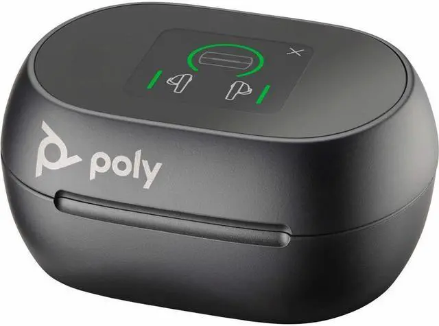 Alt view image 3 of 4 - Poly Voyager Free 60+ UC Carbon Black Earbuds + BT700 USB-C Adapter + Touchscreen Charge Case