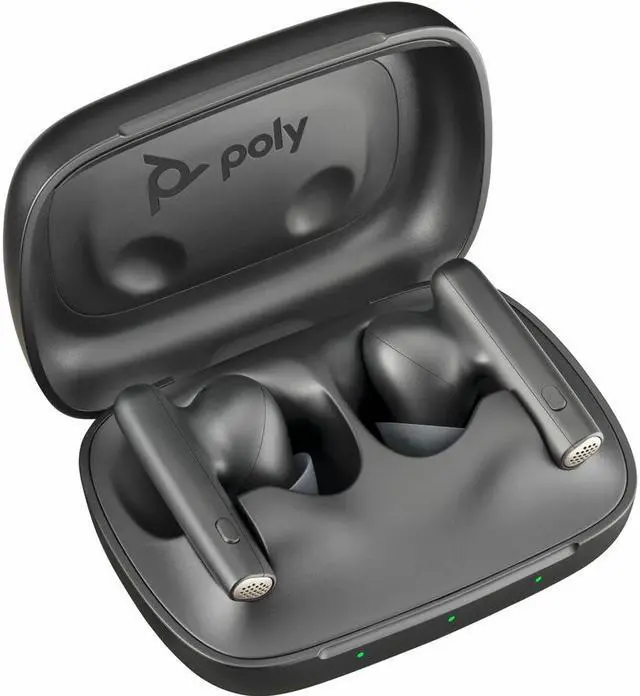 Alt view image 5 of 5 - Poly Voyager Free 60 UC Black Earbuds + BT700 USB-C Adapter + Basic Charge Case