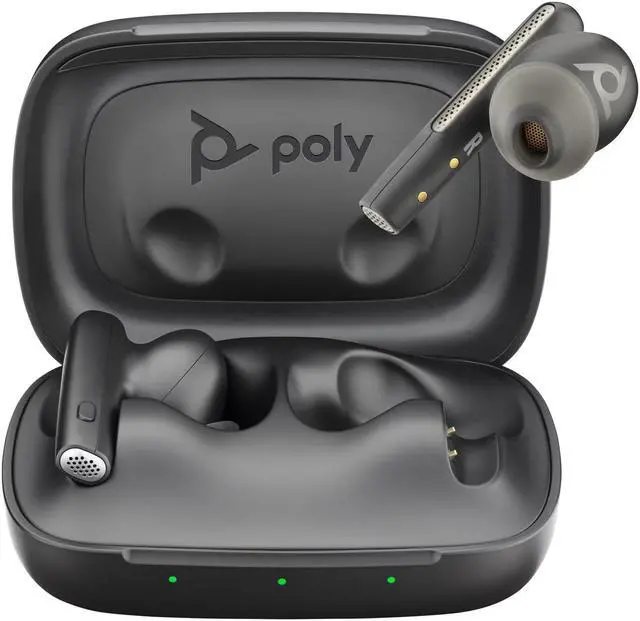 Alt view image 3 of 3 - Poly Voyager Free 60 Carbon Black Earbuds + Basic Charge Case