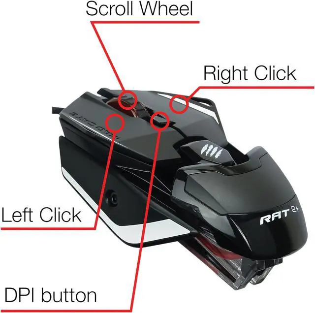 Alt view image 2 of 9 - MAD CATZ The Authentic R.A.T. 2+ Gaming Mouse - Black