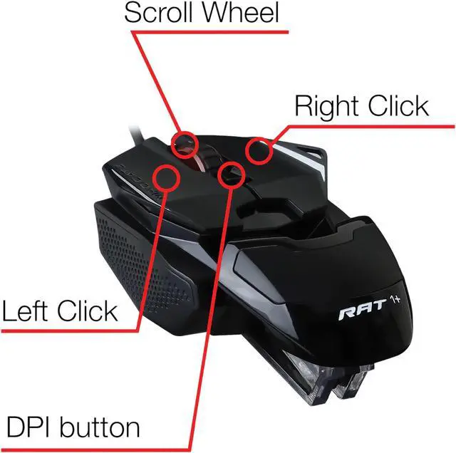 Alt view image 2 of 9 - MAD CATZ The Authentic R.A.T. 1+ Gaming Mouse - Black
