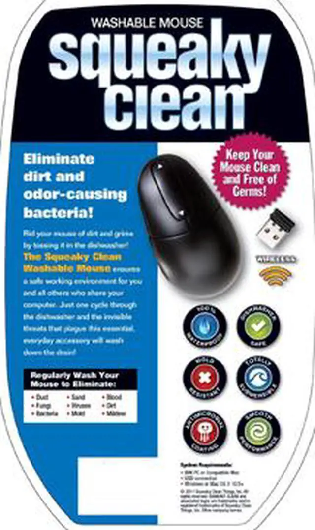 Alt view image 2 of 2 - Squeaky Clean 651051 Black USB RF Wireless Washable Mouse