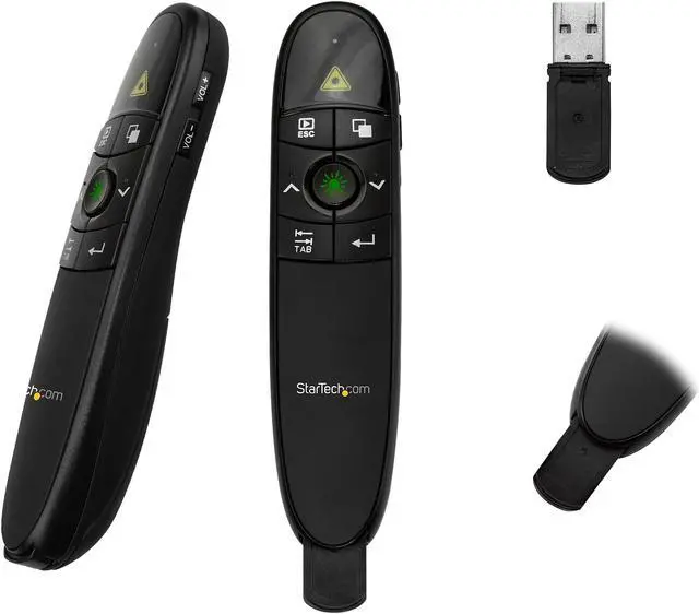 Main image of StarTech.com Wireless Presentation Remote with Green Laser Pointer - 90 ft. (27 m) - Black - PRESREMOTEG