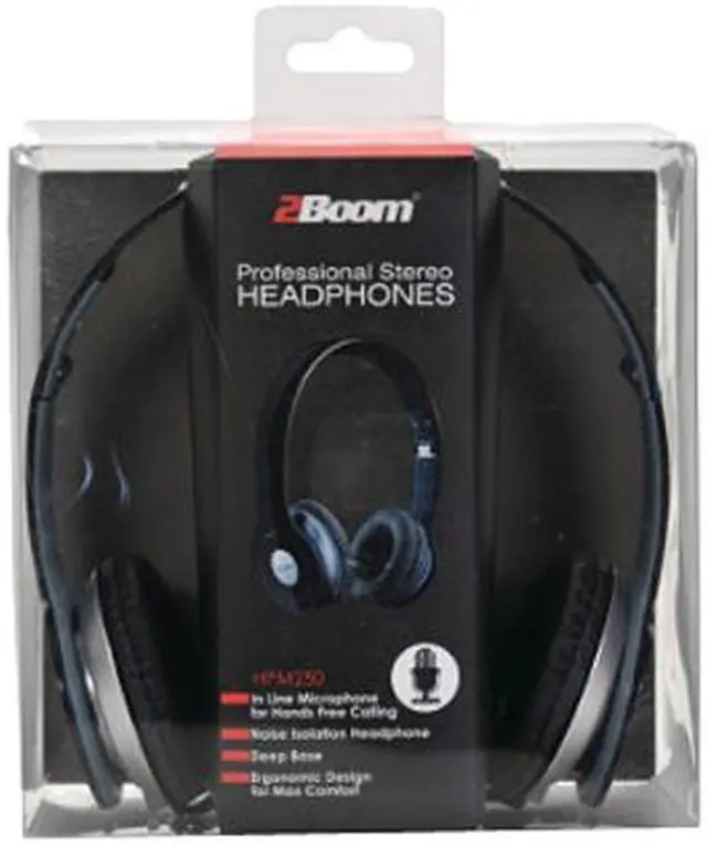 Alt view image 5 of 5 - 2Boom Black HPM250K Over-the-ear Foldable Headphones With Microphone