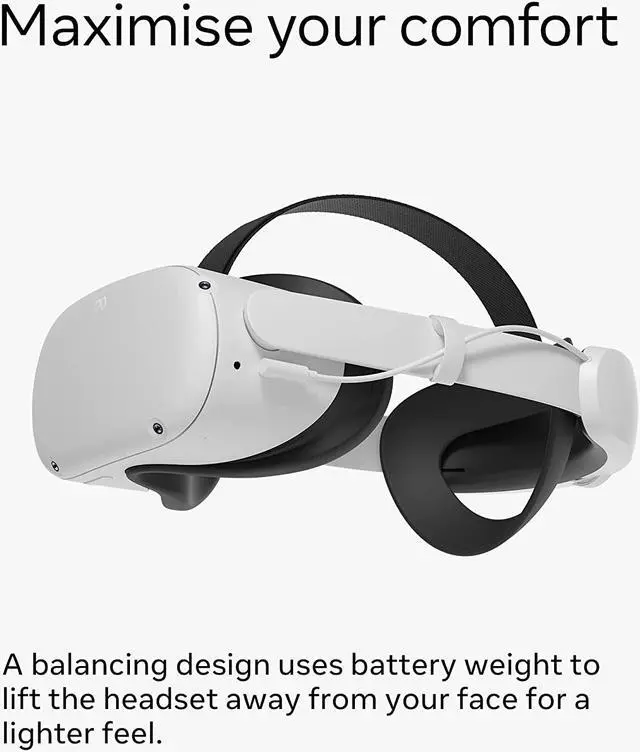 Alt view image 3 of 10 - Meta Quest 2 Elite Strap With Battery for Enhanced Comfort and Playtime in VR - Light Gray