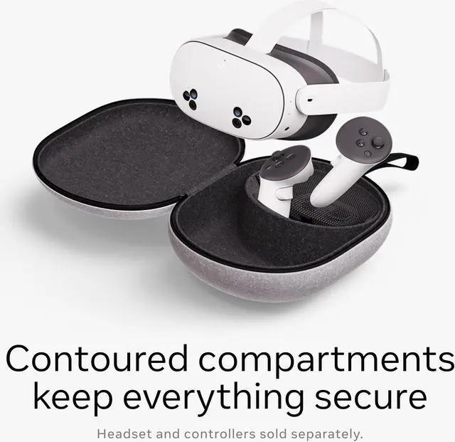 Alt view image 3 of 6 - Meta Quest Compact Carrying Case — Works with Meta Quest 3/3S — Refreshed Compact Design — Fits Quest 3/3S, Touch Plus Controller, Active Straps, Charging Cable, and Adapter