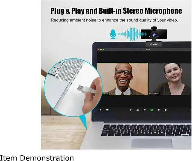 Alt view image 4 of 7 - NexiGo N660 USB FHD Web Computer Camera, Plug and Play, for Zoom/Skype/Teams/Webex, Laptop MAC PC Desktop