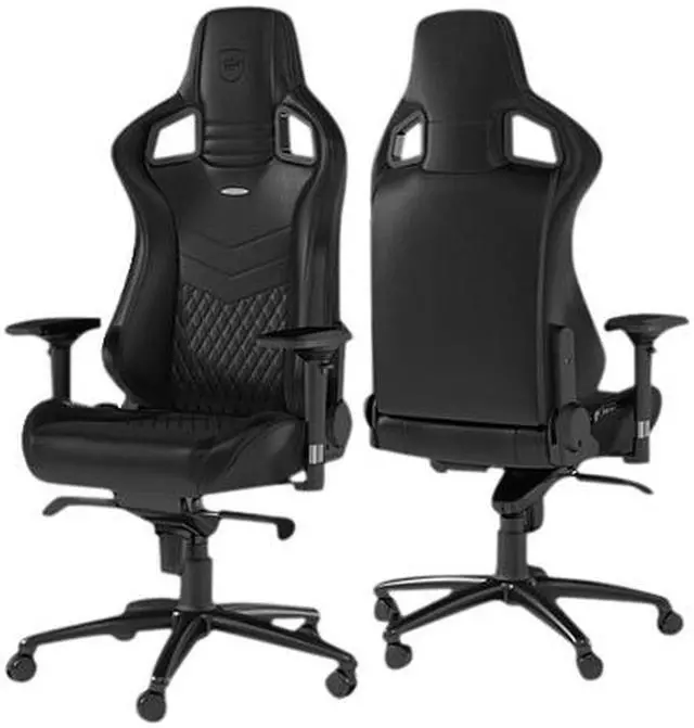 Alt view image 3 of 7 - Noblechairs Epic Real Leather Gaming Chair - NBL-RL-BLA-001