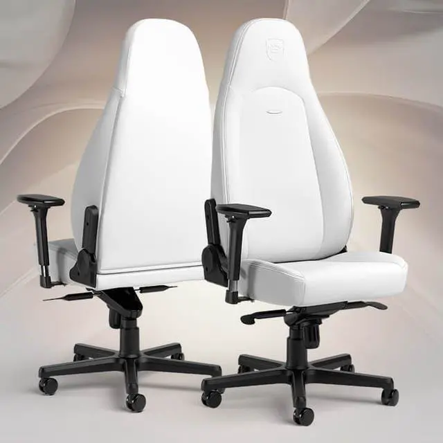 Alt view image 2 of 2 - noblechairs HERO Ergonomic Gaming & Office Chair - Faux Vegan Leather, Reclining Backrest, Lockable Tilt, Lumbar Support, 4D Armrests, Supports Up to 150 kg - White Edition
