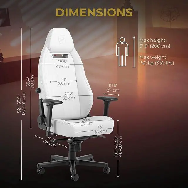 Alt view image 2 of 2 - noblechairs LEGEND Ergonomic Gaming & Office Chair - Faux Vegan Leather, Reclining Backrest, Lockable Tilt, Lumbar Support, 4D Armrests, Supports Up to 150 kg - White Edition