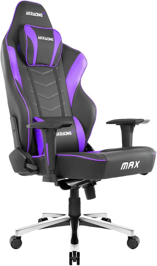 Alt view image 3 of 8 - AKRacing Master Series MAX PU Leather Gaming Chair, 4D Adjustable Armrests, 180 Degrees Recline - Black/Indigo (AK-MAX-BK/IN)