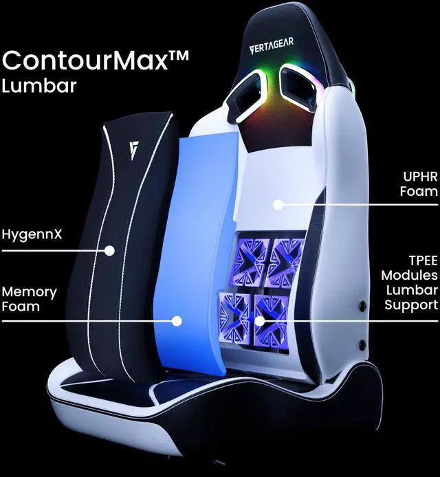Alt view image 3 of 7 - Vertagear PL4800 HygennX Ergonomic Gaming Chair (Black/White)