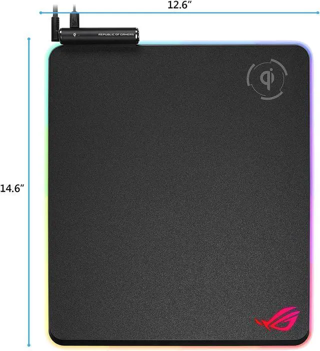 Alt view image 6 of 6 - ASUS ROG Balteus Qi Vertical Gaming Mouse Pad with Wireless Qi Charging Zone, Hard Micro-Textured Gaming Surface, USB Pass-Through, Aura Sync RGB Lighting and Non-Slip Base (12.6” X 14.6”)