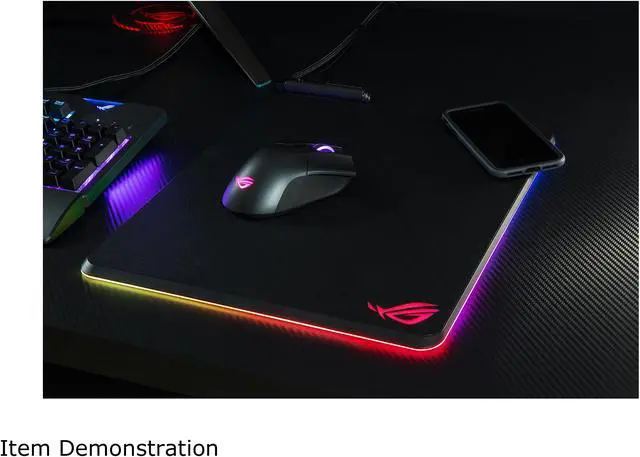 Alt view image 4 of 6 - ASUS ROG Balteus Qi Vertical Gaming Mouse Pad with Wireless Qi Charging Zone, Hard Micro-Textured Gaming Surface, USB Pass-Through, Aura Sync RGB Lighting and Non-Slip Base (12.6” X 14.6”)