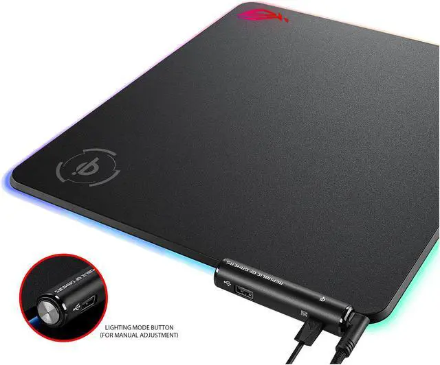 Alt view image 3 of 6 - ASUS ROG Balteus Qi Vertical Gaming Mouse Pad with Wireless Qi Charging Zone, Hard Micro-Textured Gaming Surface, USB Pass-Through, Aura Sync RGB Lighting and Non-Slip Base (12.6” X 14.6”)