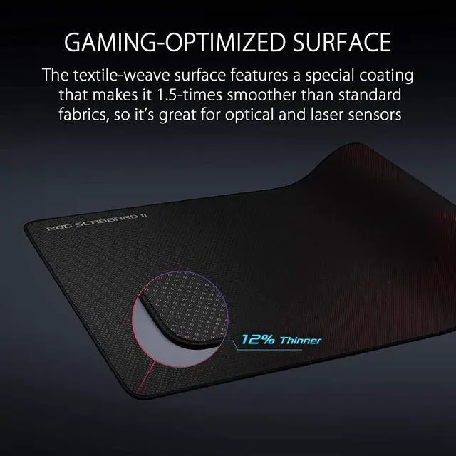 Alt view image 4 of 9 - ASUS NC08 ROG Scabbard II Extended Gaming Mouse Pad, Nano Technology Smooth Glide Tracking, Protective Coating for Water, Oil, Dust-Repelling Surface