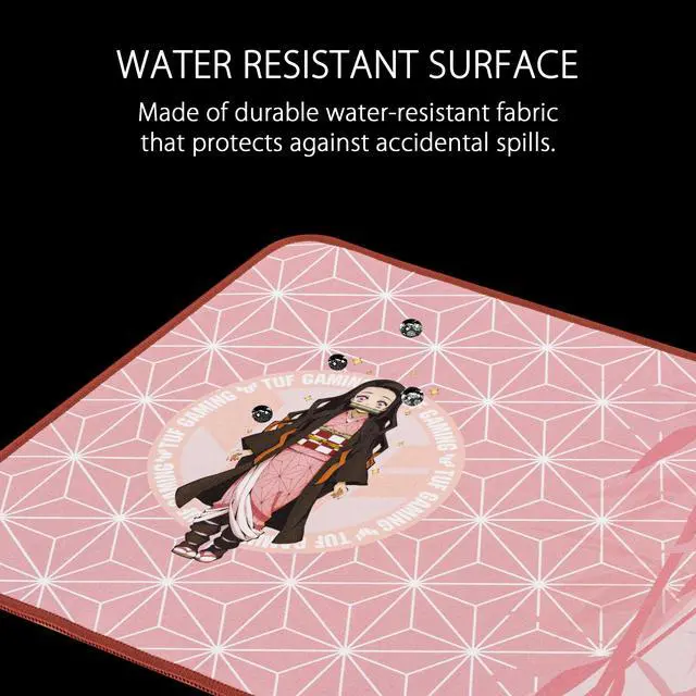 Alt view image 5 of 7 - ASUS TUF Gaming P1 portable gaming mouse pad (nano-coated, water-resistant surface, durable anti-fray stitching, and non-slip rubber base), Demon Slayer, NEZUKO