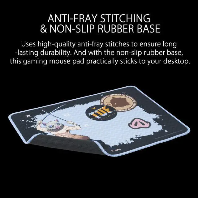 Alt view image 5 of 6 - ASUS TUF Gaming P1 portable gaming mouse pad (nano-coated, water-resistant surface, durable anti-fray stitching, and non-slip rubber base) - Demon Slayer, INOSUKE