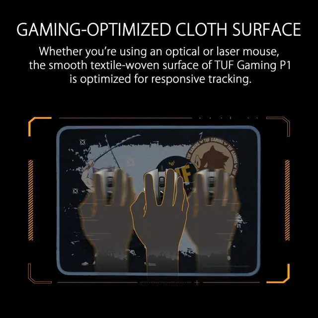 Alt view image 6 of 6 - ASUS TUF Gaming P1 portable gaming mouse pad (nano-coated, water-resistant surface, durable anti-fray stitching, and non-slip rubber base) - Demon Slayer, INOSUKE