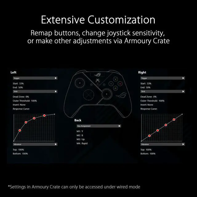 Alt view image 17 of 17 - ASUS ROG Raikiri Pro gaming controller, OLED display, tri-mode connectivity, remappable buttons&triggers, 4 rear buttons, step&linear triggers, adjustable joystick sensitivity, 3.5mm jack, PC and Xbox