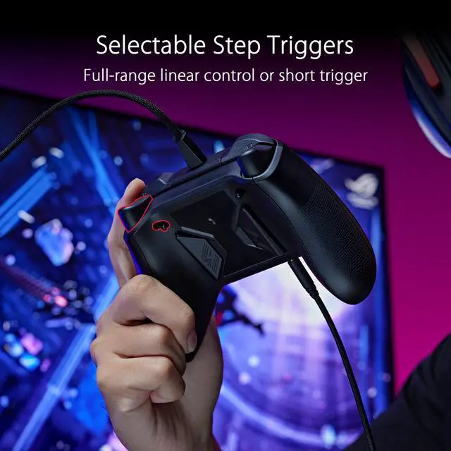 Alt view image 3 of 16 - ASUS ROG Raikiri officially licensed Xbox controller, remappable buttons & triggers, 2 rear buttons, step & linear triggers, adjustable joystick sensitivity, 3.5mm jack with ESS DAC, for PC and Xbox