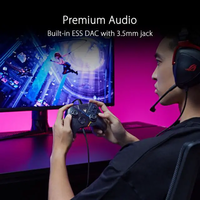 Alt view image 4 of 16 - ASUS ROG Raikiri officially licensed Xbox controller, remappable buttons & triggers, 2 rear buttons, step & linear triggers, adjustable joystick sensitivity, 3.5mm jack with ESS DAC, for PC and Xbox