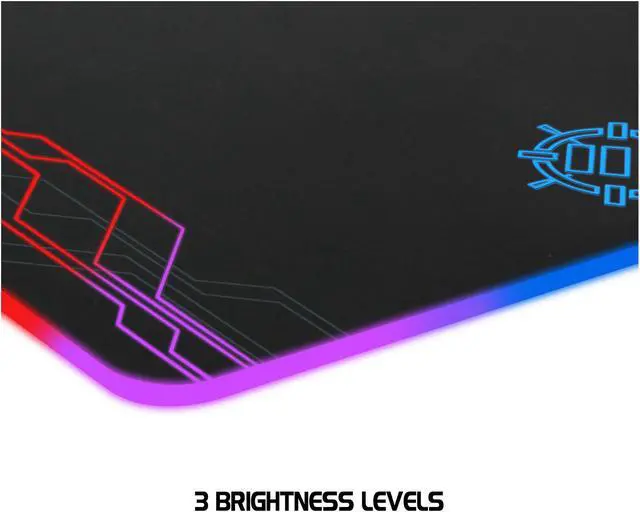 Alt view image 4 of 7 - ENHANCE LED Gaming Mouse Pad Hard Large Surface - 7 RGB Light Up Modes, Lighting Brightness Controls with Transparent Decals & Edges - Ambient Desktop Lighting & Accurate Tracking