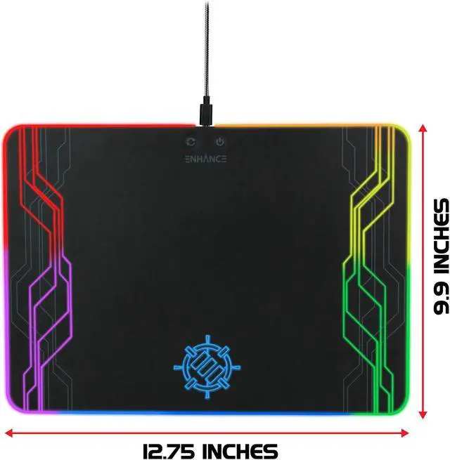Alt view image 6 of 7 - ENHANCE LED Gaming Mouse Pad Hard Large Surface - 7 RGB Light Up Modes, Lighting Brightness Controls with Transparent Decals & Edges - Ambient Desktop Lighting & Accurate Tracking