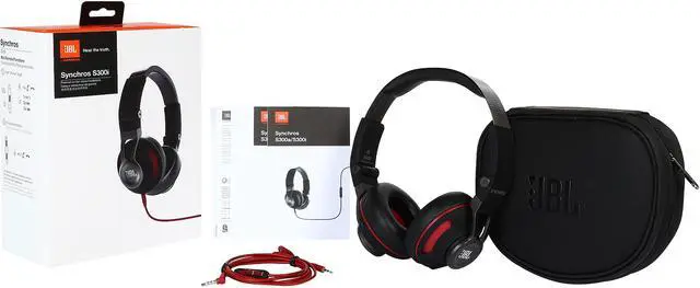 Alt view image 8 of 8 - JBL Synchros S300 Premium On-Ear Headphones for iOS with built-in remote/Microphone - Black/Red