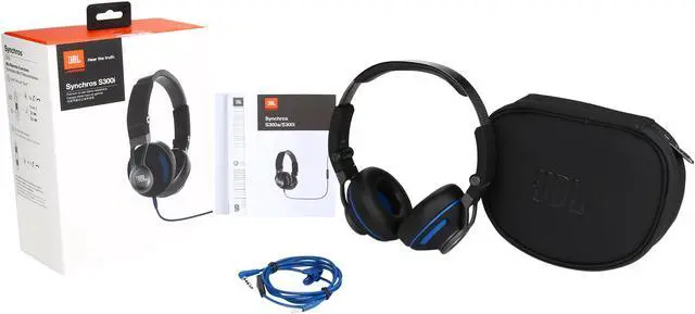 Alt view image 8 of 8 - JBL Synchros S300 Premium On-Ear Headphones for iOS with built-in remote/Microphone - Black/Blue