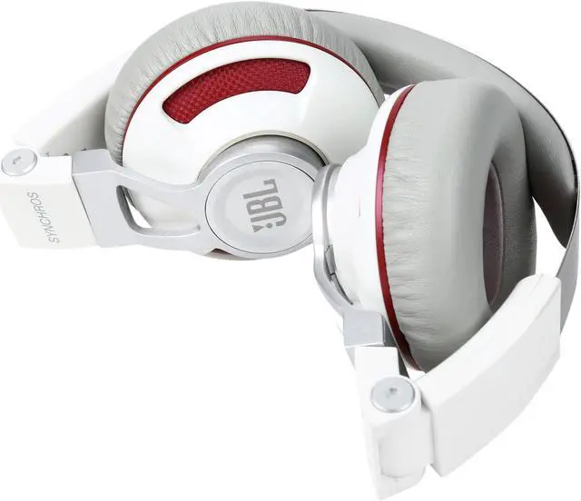Alt view image 7 of 8 - JBL Synchros S300 Premium On-Ear Headphones for iOS with built-in remote/Microphone - White/Red