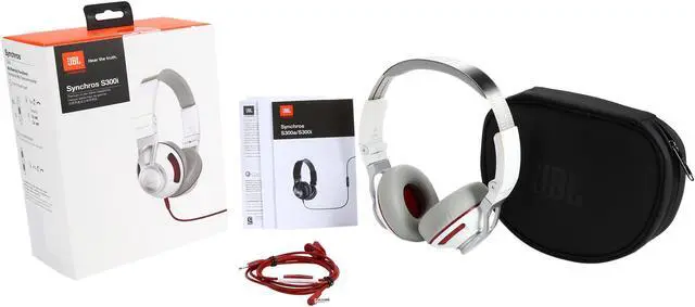 Alt view image 8 of 8 - JBL Synchros S300 Premium On-Ear Headphones for iOS with built-in remote/Microphone - White/Red