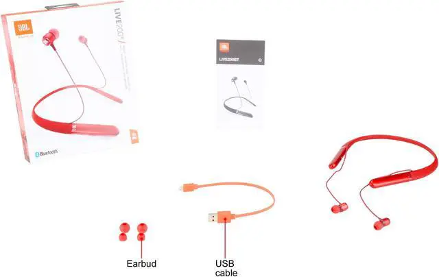 Alt view image 5 of 5 - JBL Live 200 BT Wireless In-Ear Neckband Headphones with Three-Button Remote and Microphone (Red)