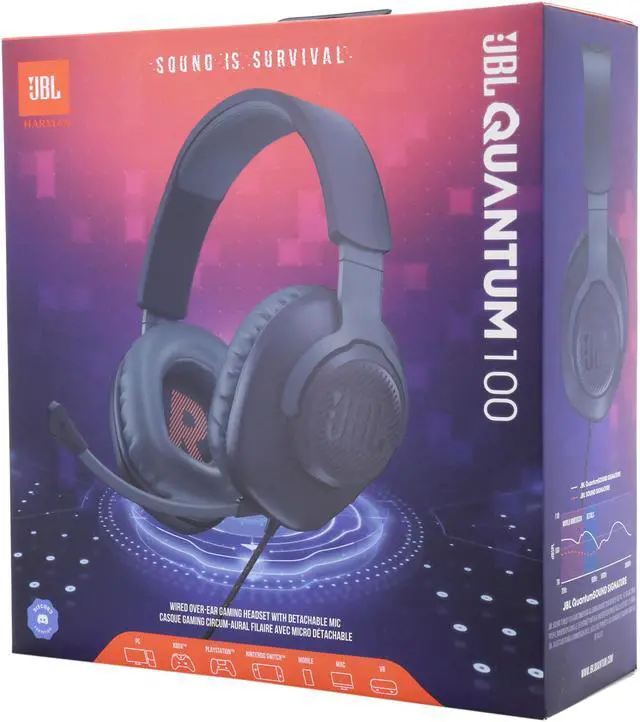 Alt view image 7 of 7 - JBL QUANTUM 100 Circumaural Gaming Headset, Black