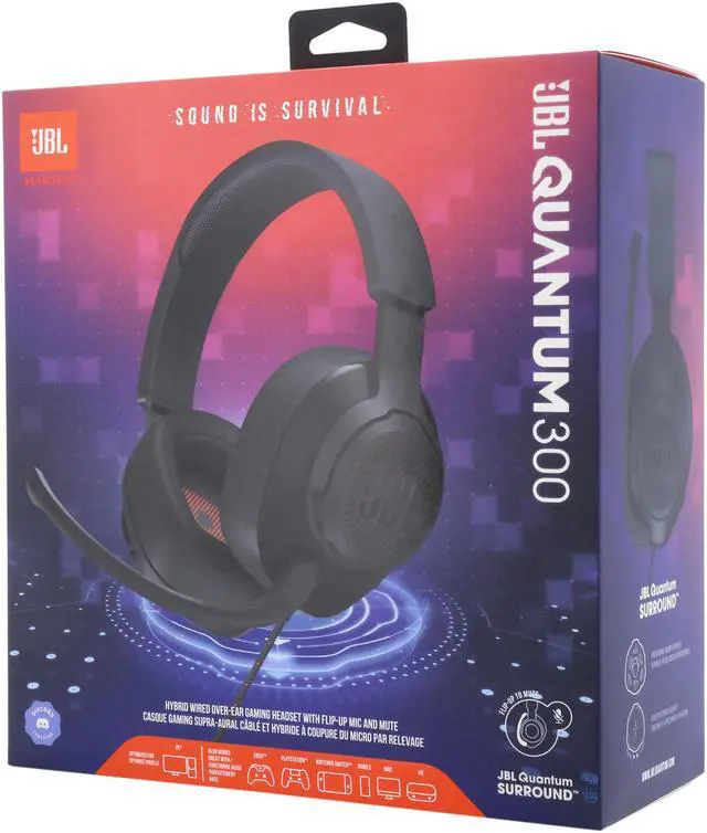 Alt view image 7 of 7 - JBL QUANTUM 300 Circumaural Gaming Headset, Black