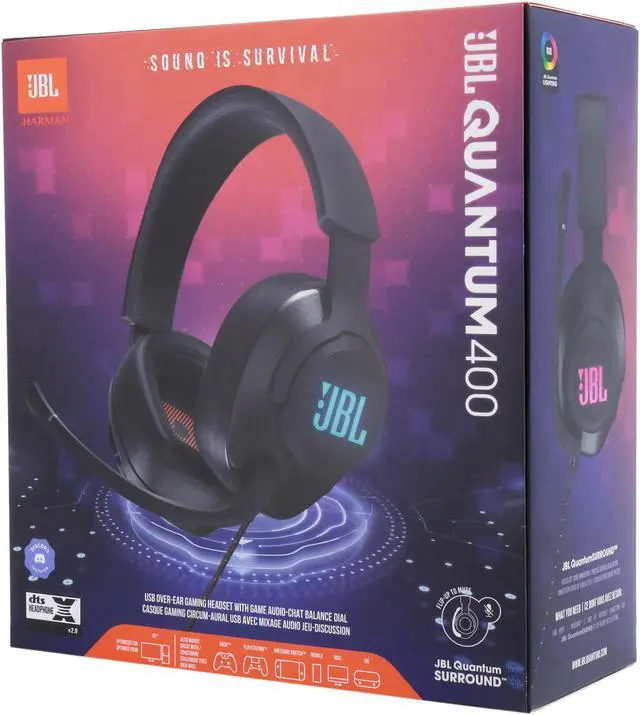 Alt view image 8 of 8 - JBL QUANTUM 400 3.5mm/ USB Connector Circumaural Gaming Headset, Black